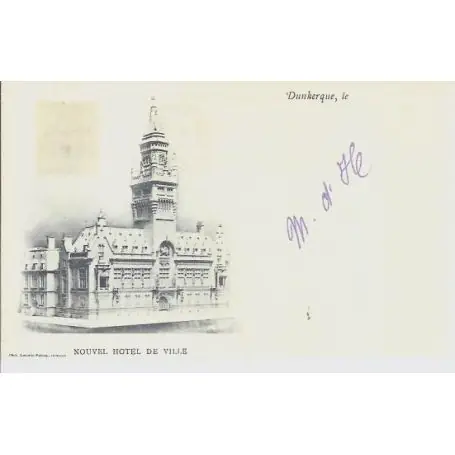 Authentique Carte postale 59 - Dunkerque - Nouvel Hotel de Ville - 1899