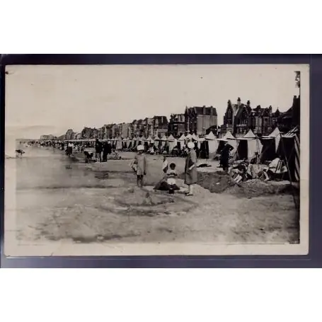 Carte postale 59 - Malo-les-Bains - La plage - Voyage - Dos divise Fait Main