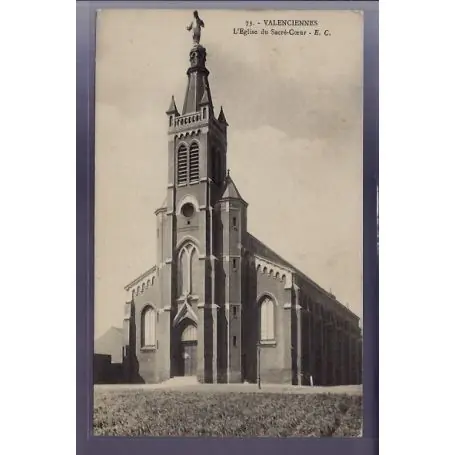 Carte postale 59 - Valenciennes - L' eglise du Sacre-Coeur - Voyage - Dos divise Fait Main