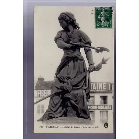 Carte postale 60 - Beauvais - Statue de Jeanne Hachette- Voyage - Dos divise Commander Vite