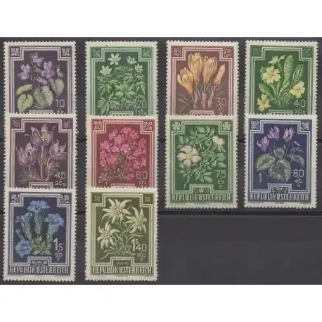 Autriche - 1948 - No 722/731 - Flore Prix Choc
