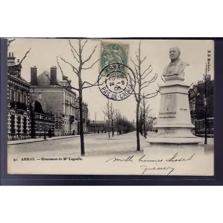 Carte postale 62 - Arras - Monument de Mr Legrelle - Voyage - Dos non divise Acheter Direct