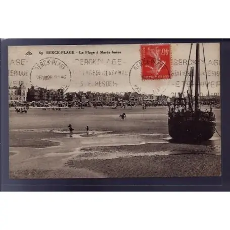 Livraison Mondiale Carte postale 62 - Berck-Plage - La plage a maree basse - Voyage - Dos divise