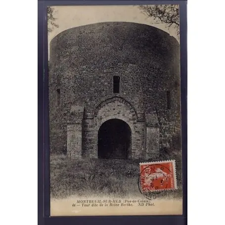 Carte postale 62 - Montreuil-sur-Mer - Tour dite de la Reine Berthe - Voyage - Dos divise Soldes