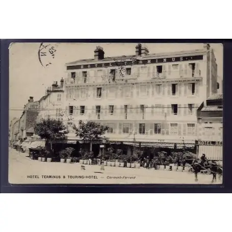 Carte postale 63 - Clermont-Ferrand - Hotel Terminus et Touring Hotel - Voyage - Dos divise Offre Limitée