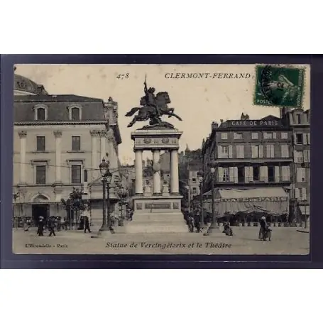 Expédié Aujourd’hui Carte postale 63 - Clermont-Ferrand - Statue de Vercingetorix et le theatre - Voyage - Dos
