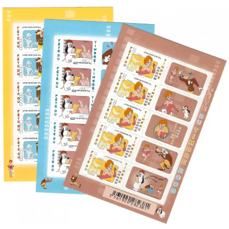 Prix Cassé Feuillets de timbres Tex Avery autoadhésifs F160A - F162A.