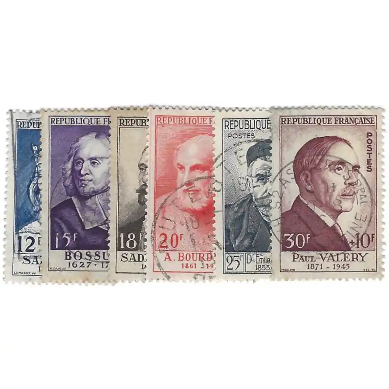 Achat Immédiat Célébrités 1954 timbres de France N°989-994 série oblitéré.