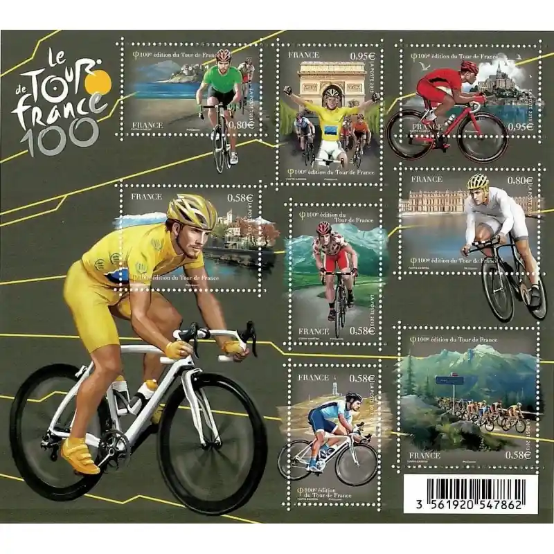 Livraison Mondiale Feuillet de 8 timbres Tour de France F4755 neuf**.
