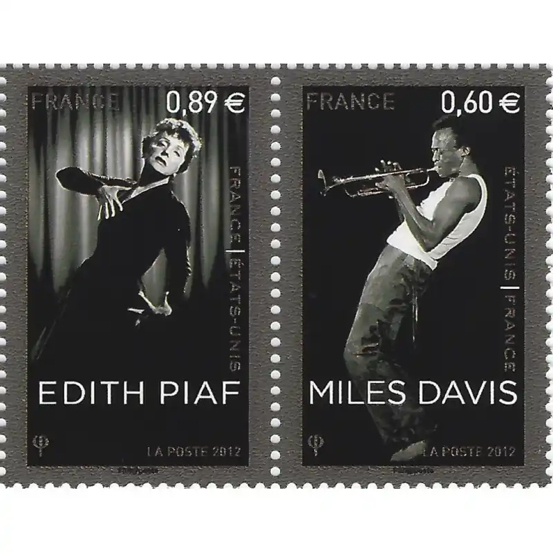 Timbres de France Edith Piaf - Mile Davis paire N°P4671 neuf**. Artisanat