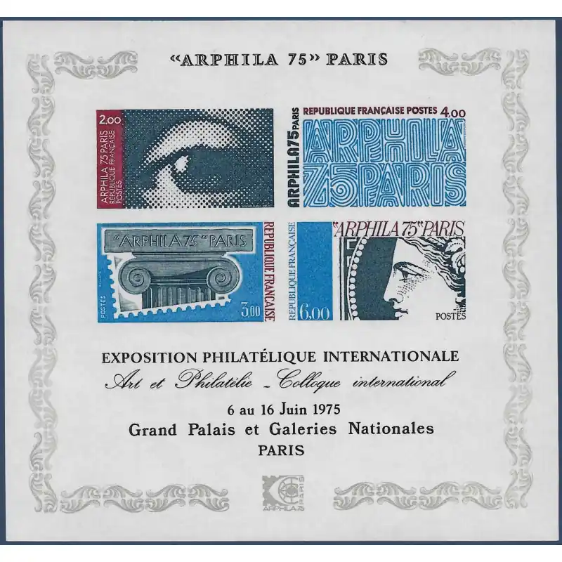 Bloc-feuillet de timbres N°7a Arphila non dentelé neuf**. Soldes