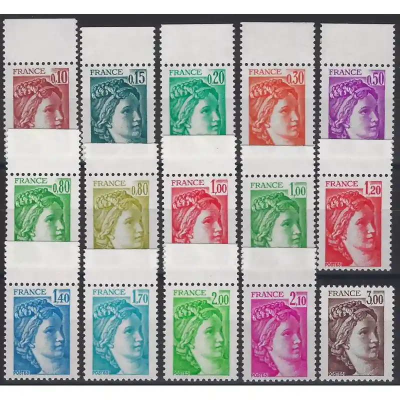 Top Vente Sabine tirage spécial de 15 timbres sans bandes phosphorescentes.