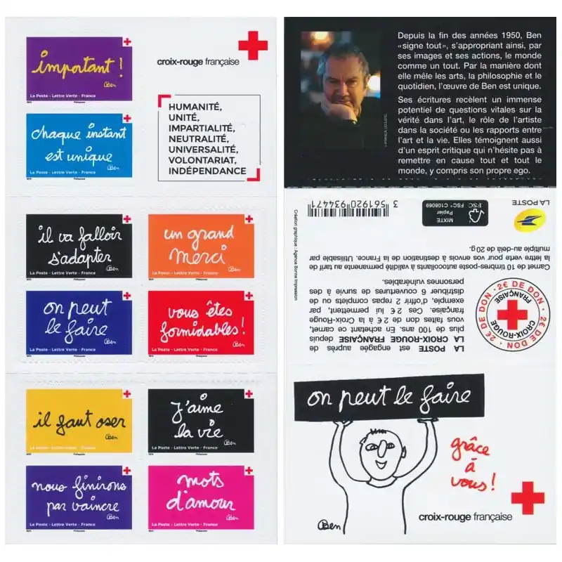 Timbres autoadhésifs de France N°1979-1988, Aphorismes de Ben. Garantie Incluse