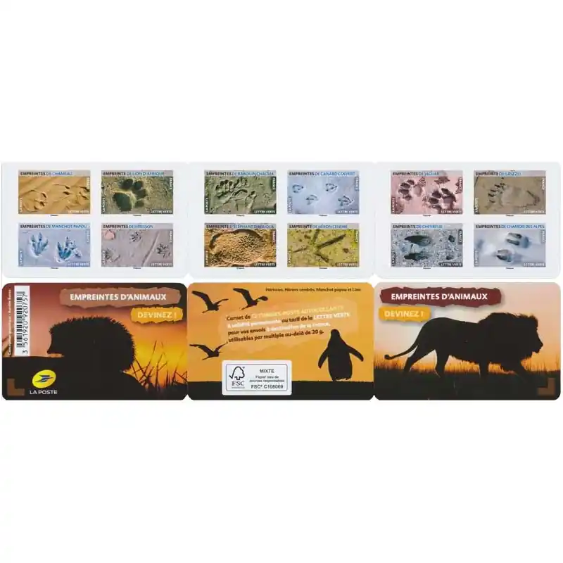 Timbres autoadhésifs de France N°1956-1967, Empreintes d'animaux. Original
