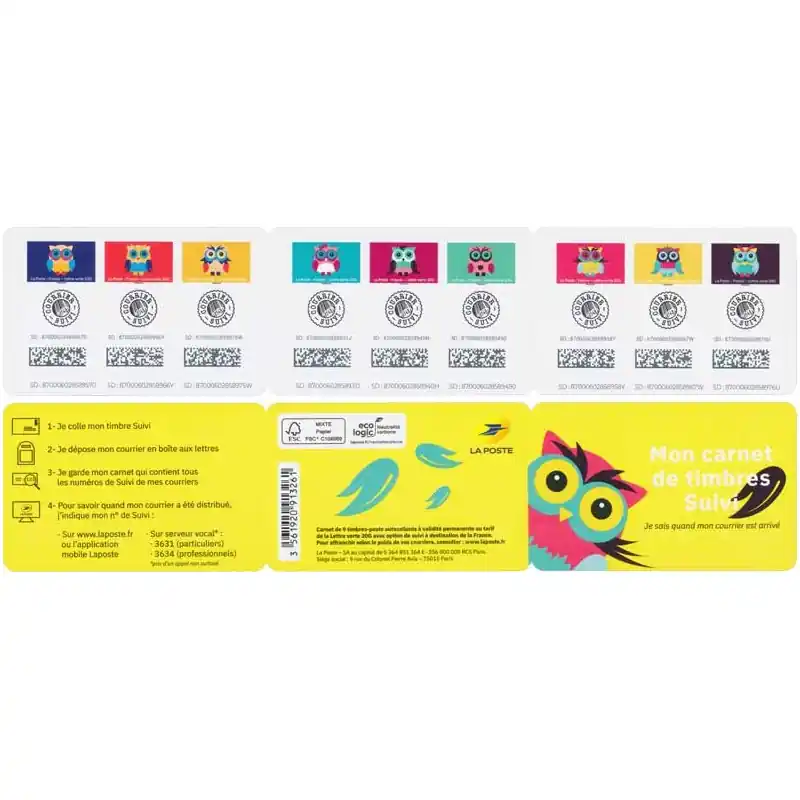 Offre Du Jour Timbres autoadhésifs de France N°1921-1929, Chouettes stylisées.