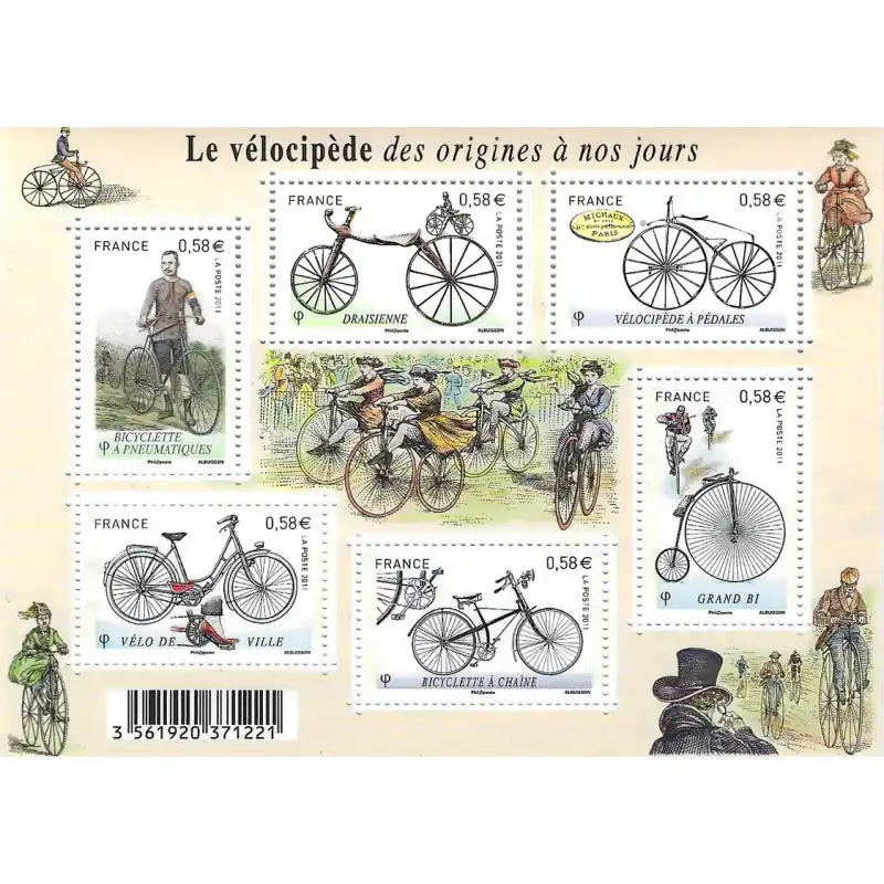 Acheter Direct Feuillet de 6 timbres Le Vélocipède F4555 neuf**.