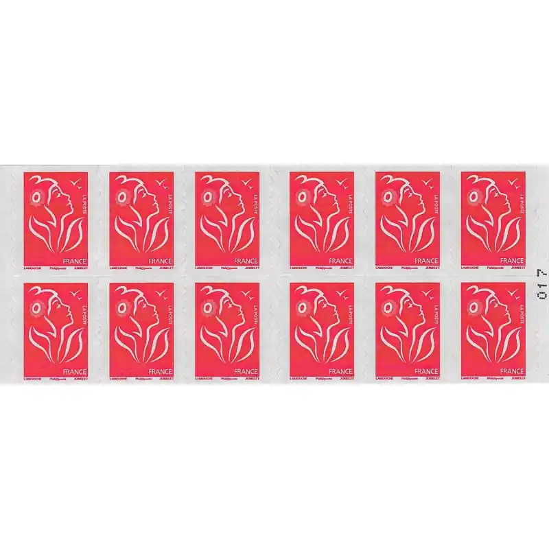 Carnet 12 timbres Marianne rouge - Lettre prioritaire. Haute Qualité