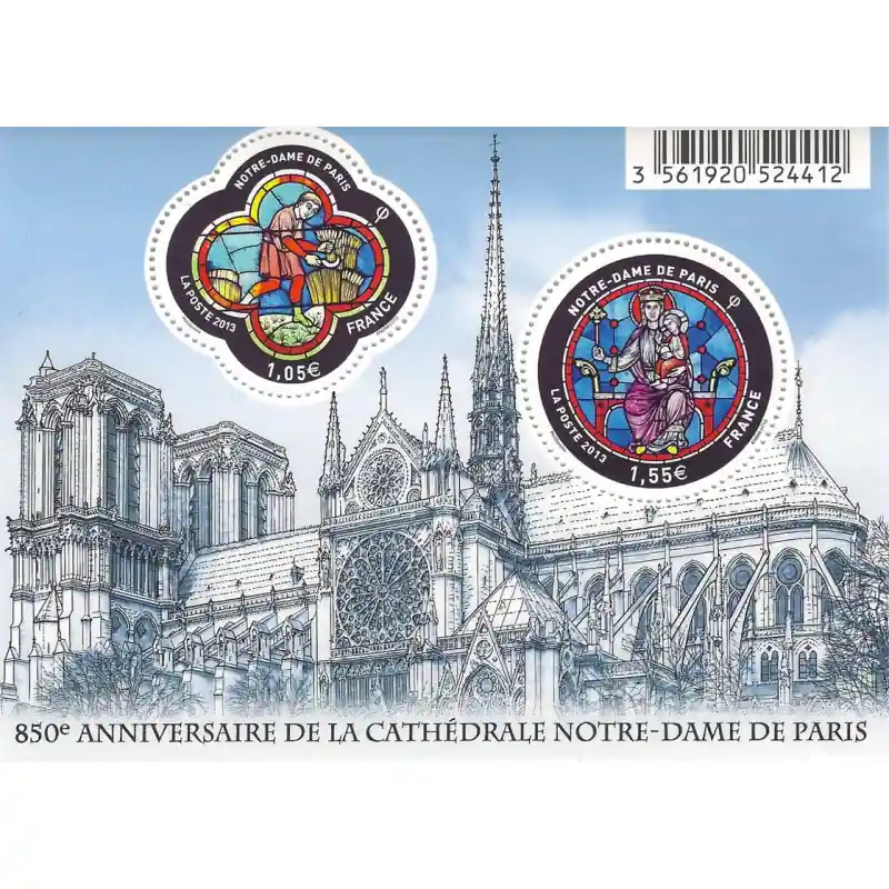 Top Qualité Feuillet de 2 timbres Cathédrale Notre-Dame de Paris F4714 neuf**.