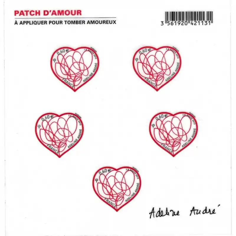 Top Qualité Feuillet de 5 timbres Saint Valentin Patch d'Amour F648A.