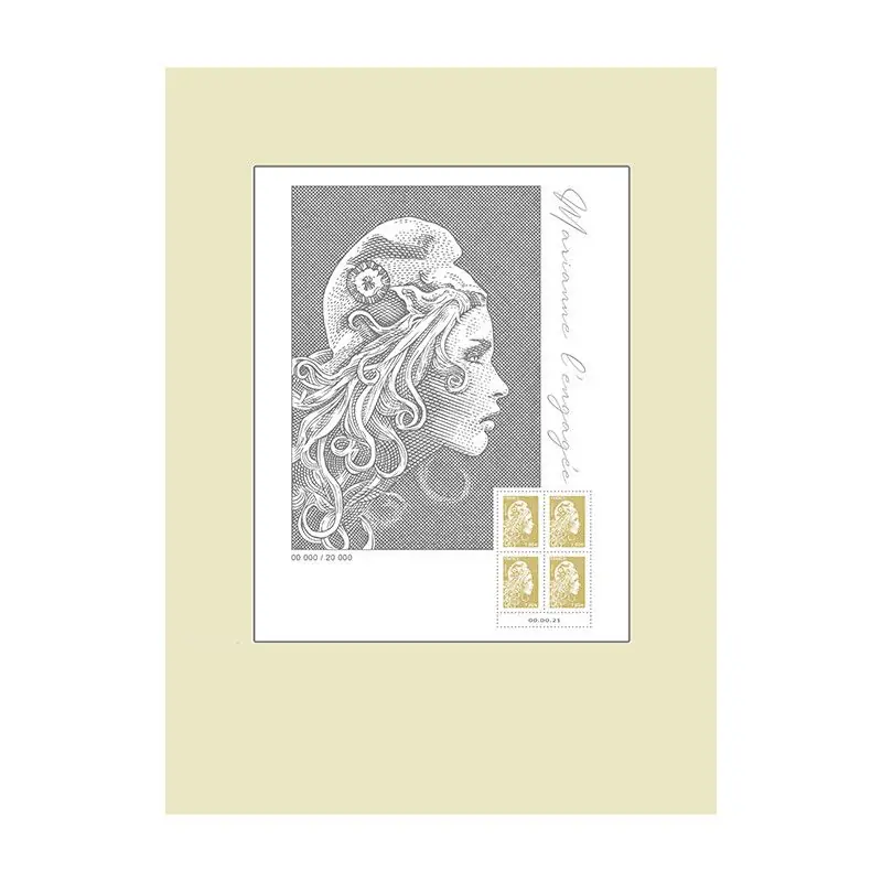 Nouvelle Collection Affiche Marianne l'engagée dorée à tirage limitée N°5534A.