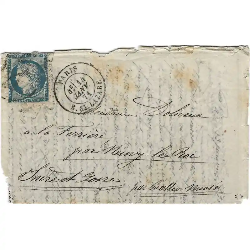 Nouvelle Collection Ballon monté LE VAUCANSON cachet d'arrivée tardive. R