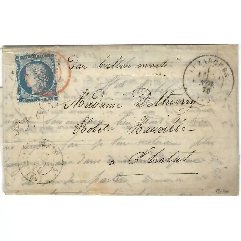 Ballon monté LE GENERAL UHRICH avec dépêche réponse, SUP. RR Nouvel Arrivage