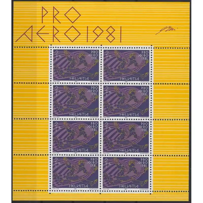 Commande En Gros Suisse Poste aérienne N°48 feuillet de 8 timbres neuf**.
