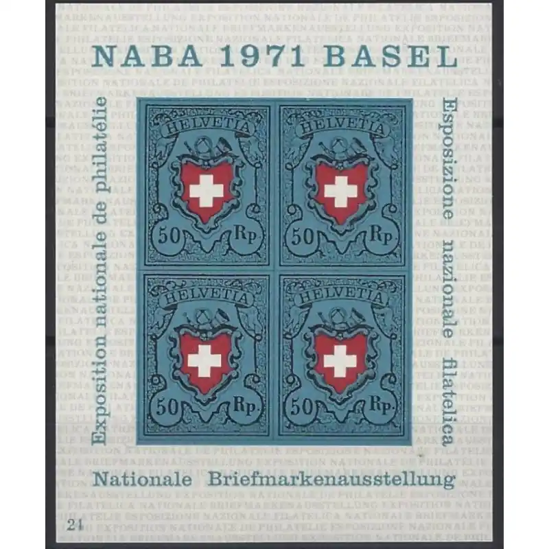 Certifié Suisse bloc feuillet de timbres N°21 neuf**.