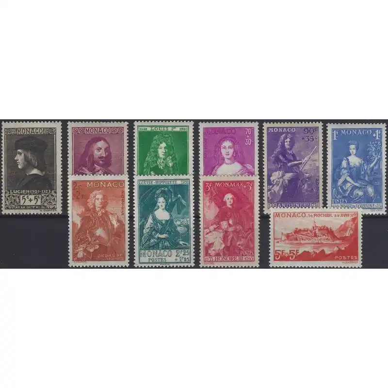 Monaco timbres N°185-194 série neuf**. Top Vente
