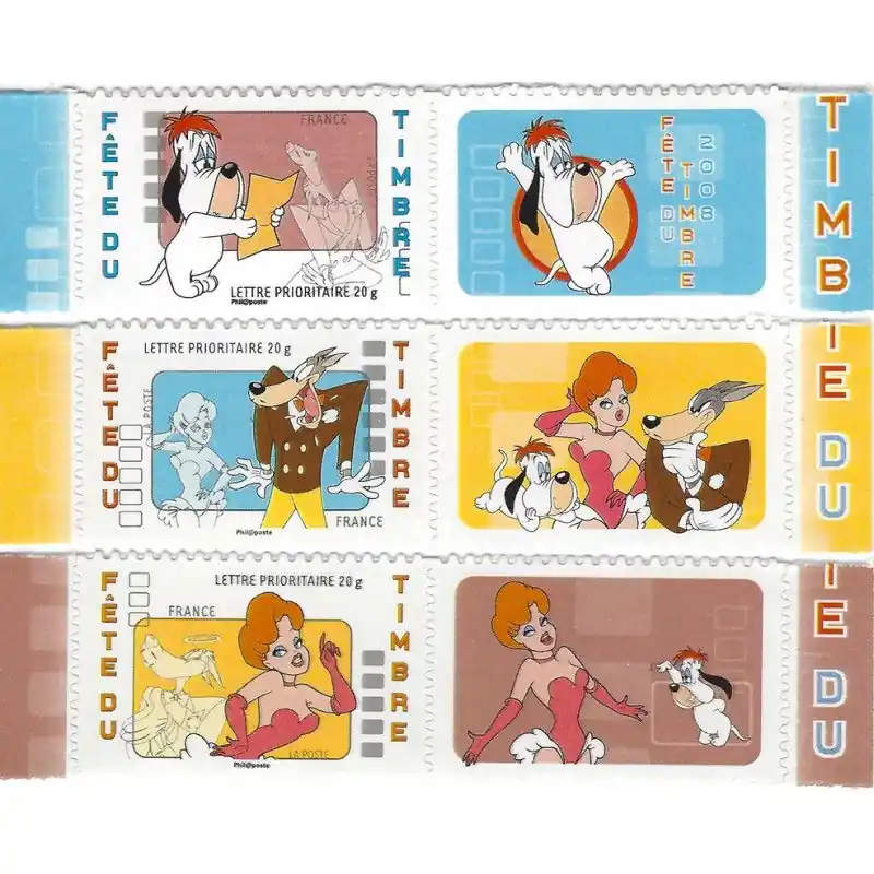 Timbres autoadhésifs de France N°160A-162A Tex Avery. Nouvel Arrivage