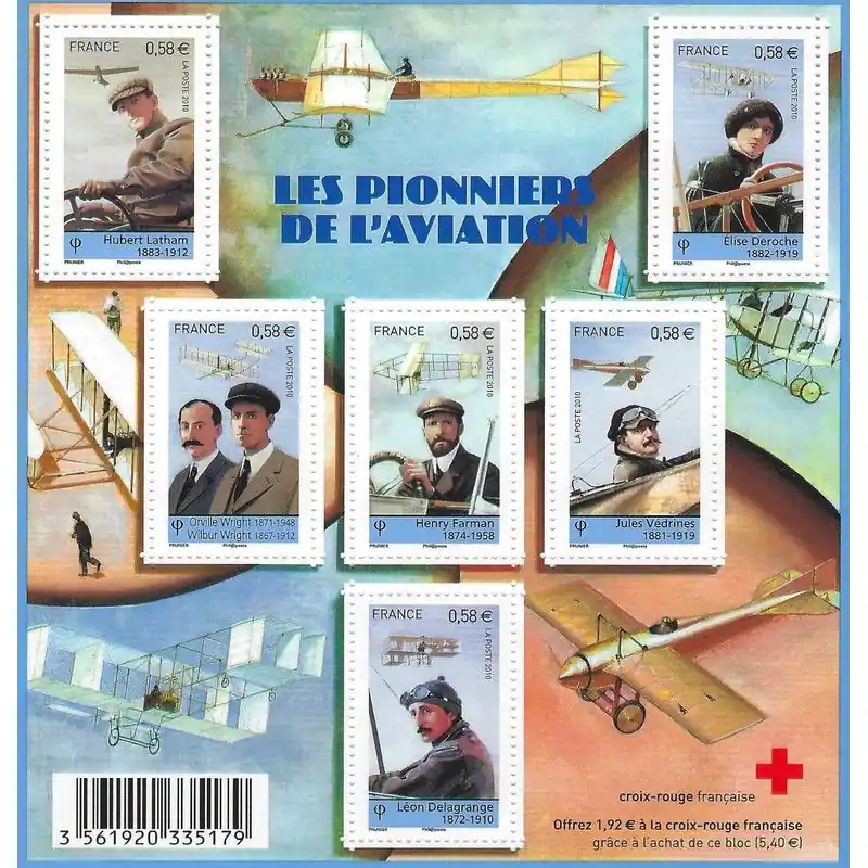 Acheter Direct Feuillet de 6 timbres Les pionniers de l'aviation F4504 neuf**.