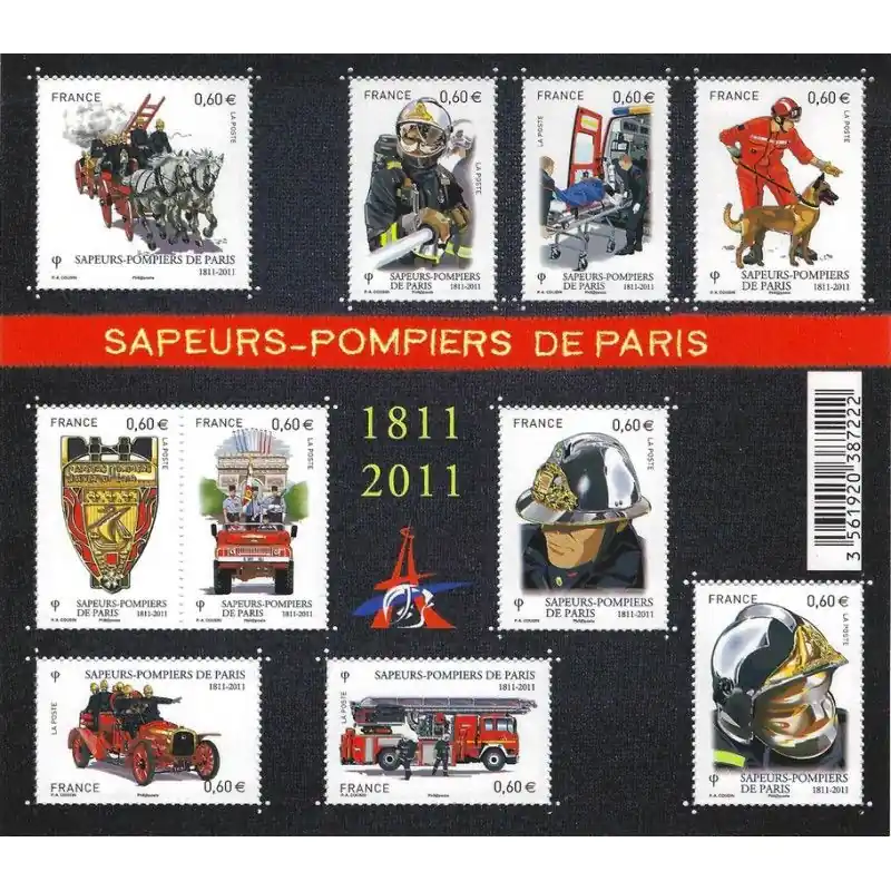 Top Vente Feuillet de 10 timbres Sapeurs-Pompiers F4582 neuf**.