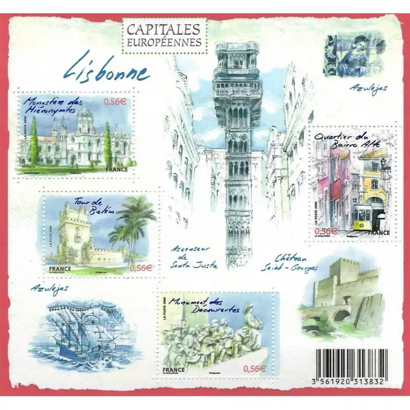 Vente Directe Feuillet de 4 timbres Capitale Européenne Lisbonne F4402 neuf**.