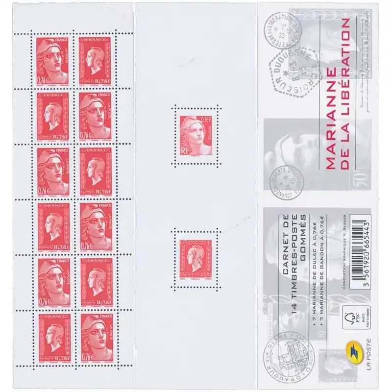 Produit De Marque Carnet mixte gommé Marianne de Libération N°1522.