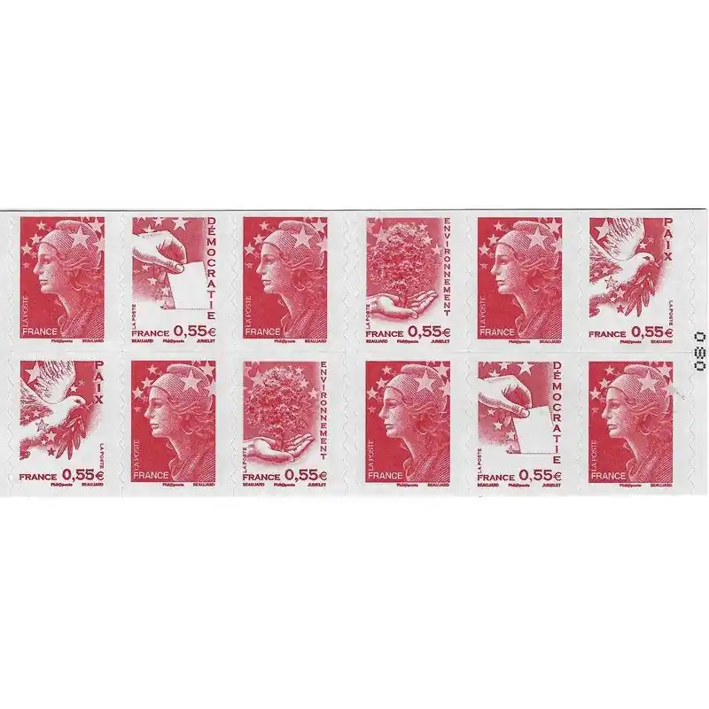 Carnet mixte de 12 timbres rouge Présidence N°1516. Haute Qualité