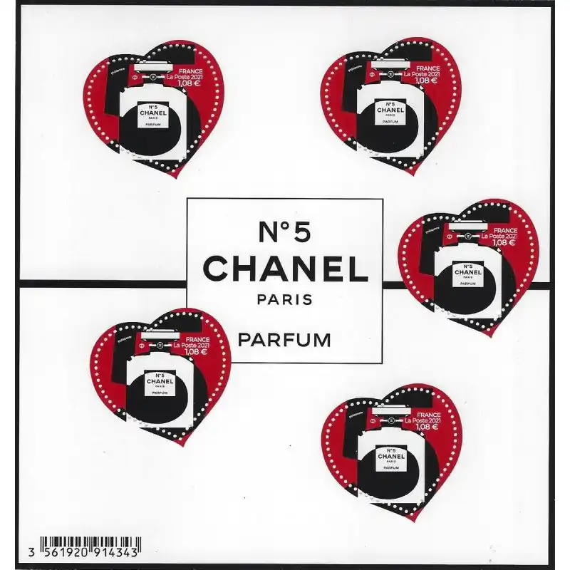Bloc-feuillet de timbres N°152 Cœur Chanel neuf**. Marque
