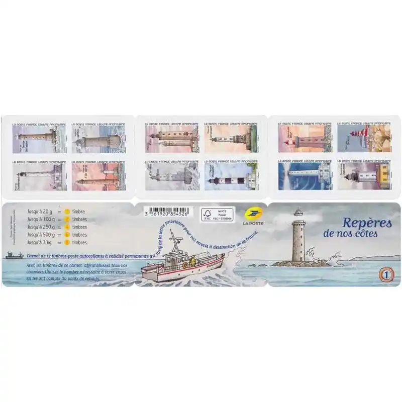 Timbres autoadhésifs de France N°1753-1764, Phares. Expédié Aujourd’hui