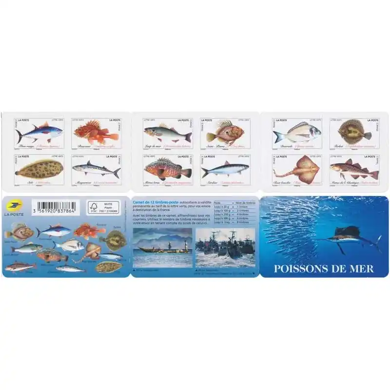 Timbres autoadhésifs de France N°1683-1694, Poissons de mer. Livraison Express