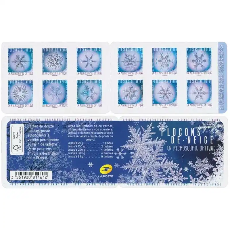 Timbres autoadhésifs de France N°1629-1640, Flocons de neige. Populaire