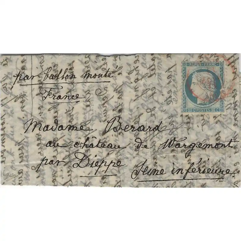 Ballon monté LE VAUCANSON pour Dieppe 1871. R Certifié