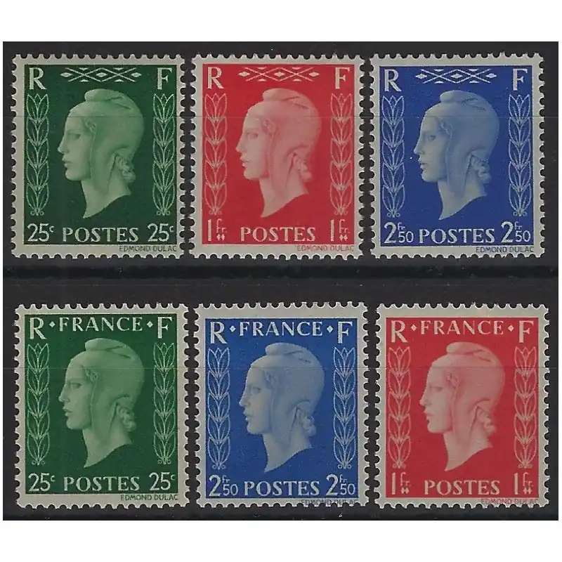 Nouvelle Collection Marianne de Dulac non émis, série de timbres N°701 A-F neuf** SUP.