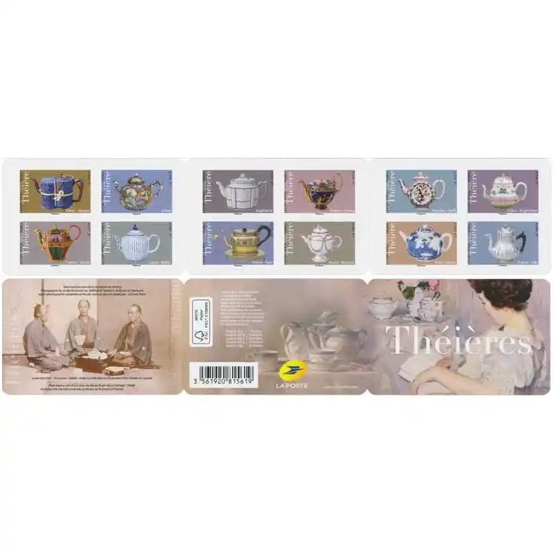 Timbres autoadhésifs de France N°1617-1628, Théières. Dernier Modèle