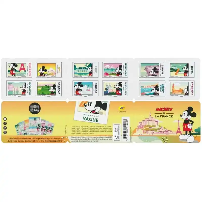 Timbres autoadhésifs de France N°1582-1593, Mickey. Prix Choc