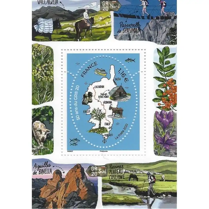 Bloc-feuillet de timbre N°149 Parcours du GR20 neuf**. Acheter En Ligne