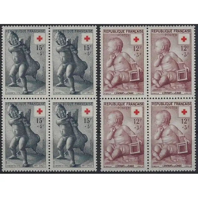 Petit Prix Croix-Rouge 1955 timbres n° 1048-1049  bloc de 4 neuf**.