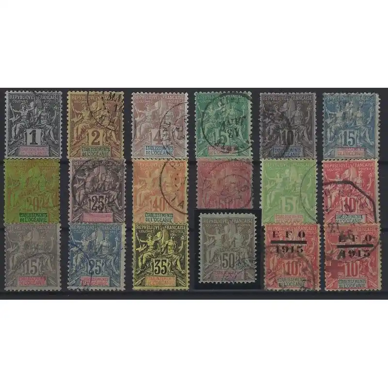 Océanie Française 1892-1916 sélection de timbres oblitérés. Pas Cher