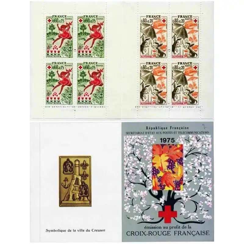 Carnet de timbres Croix-Rouge 1975 neuf**. Réduction