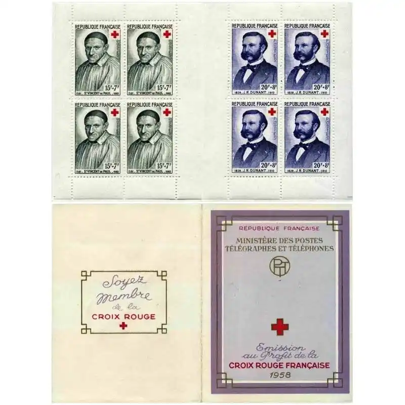 Carnet de timbres Croix-Rouge 1958 neuf**. Marque