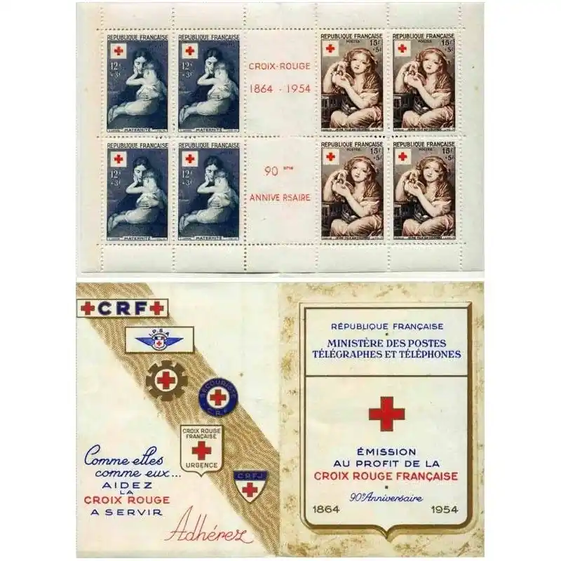 Carnet de timbres Croix-Rouge 1954 neuf**. En Vogue