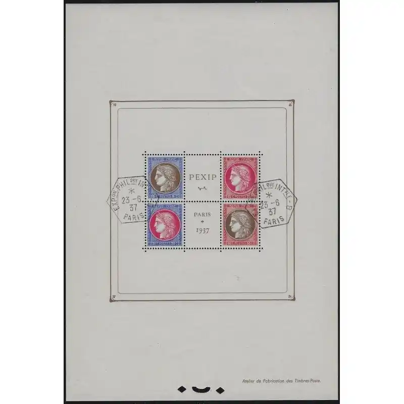 Bloc-feuillet de timbres N°3 - PEXIP oblitéré. Vente Flash